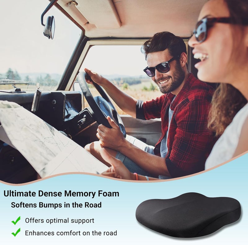 Putniu Adult Booster Car Seat Cushion, Wedge Memory Foam Pad for Driving Seat, Effectively Increase Height by 3.94 inch, Car Travel Accessories for Long Trips, (Coffee) - Image 4